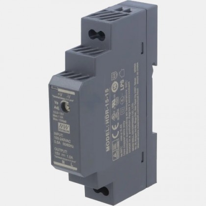 Zasilacz impulsowy HDR-15-15 na szynę Mean Well 12W 230VAC 15VDC